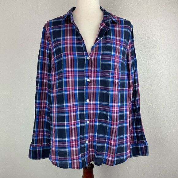 GAP Boyfriend Fit Button Down Plaid Shirt Size L EUC - Picture 1 of 8